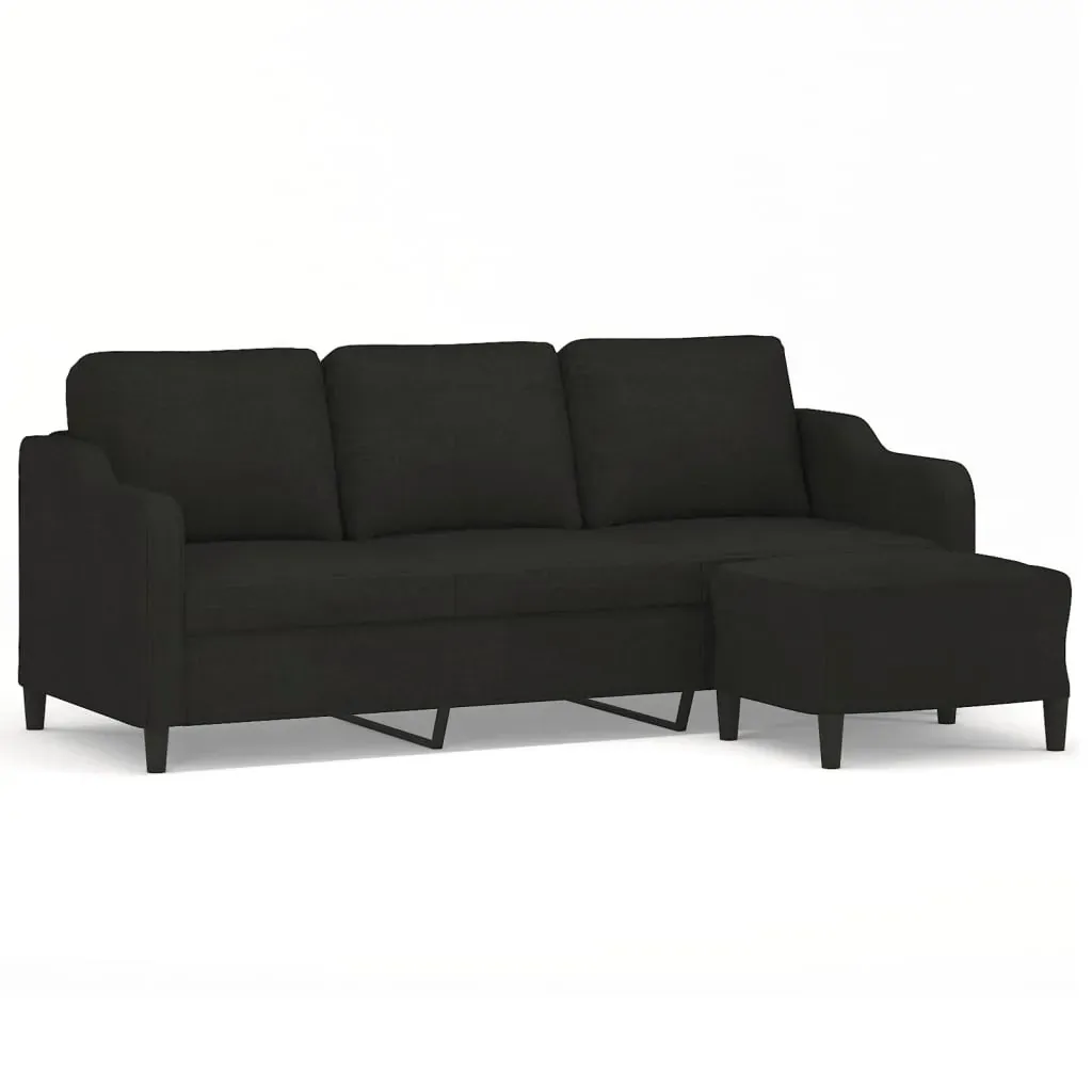 3-Seater Sofa with Footstool Black 180 cm Fabric Price