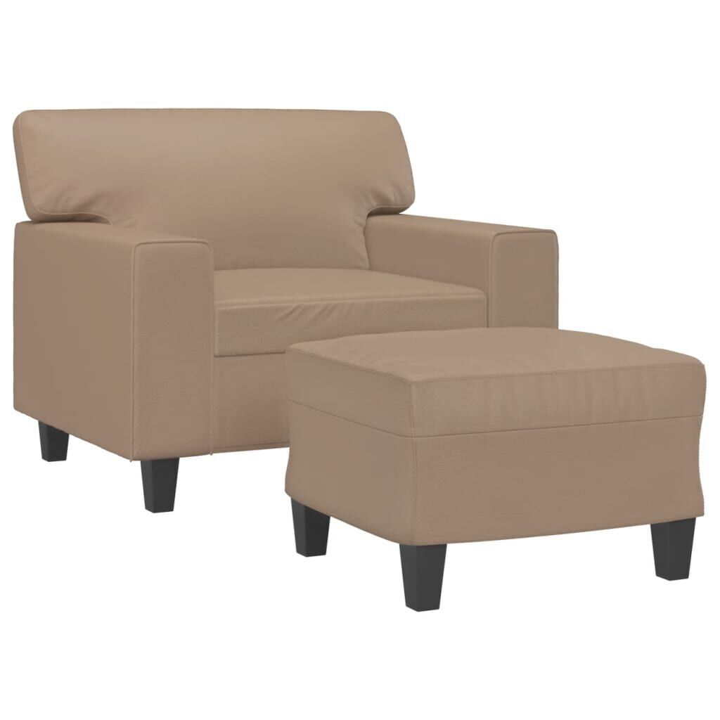 Sofa Chair with Footstool Cappuccino 60 cm Faux Leather Price