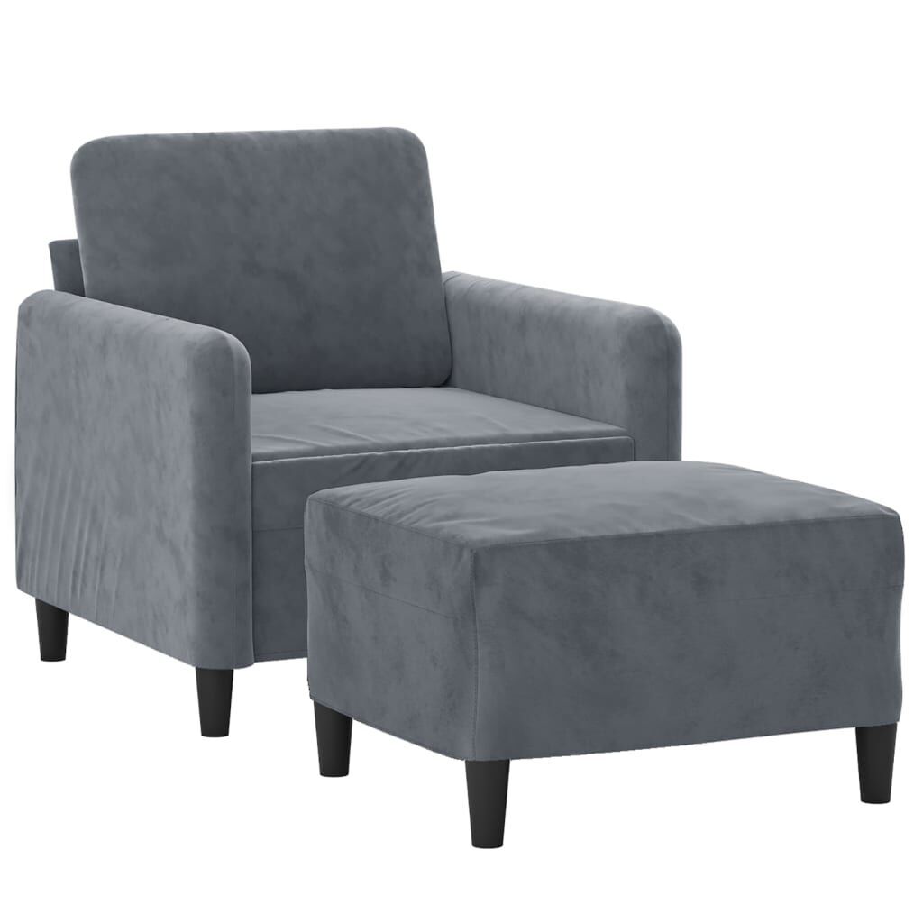 Sofa Chair with Footstool Dark Grey 60 cm Velvet Price