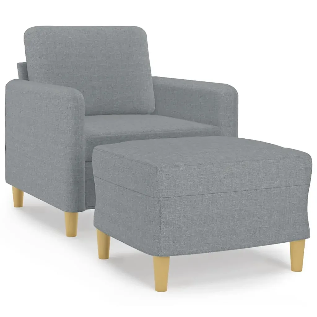 Sofa Chair with Footstool Light Grey 60 cm Fabric Price