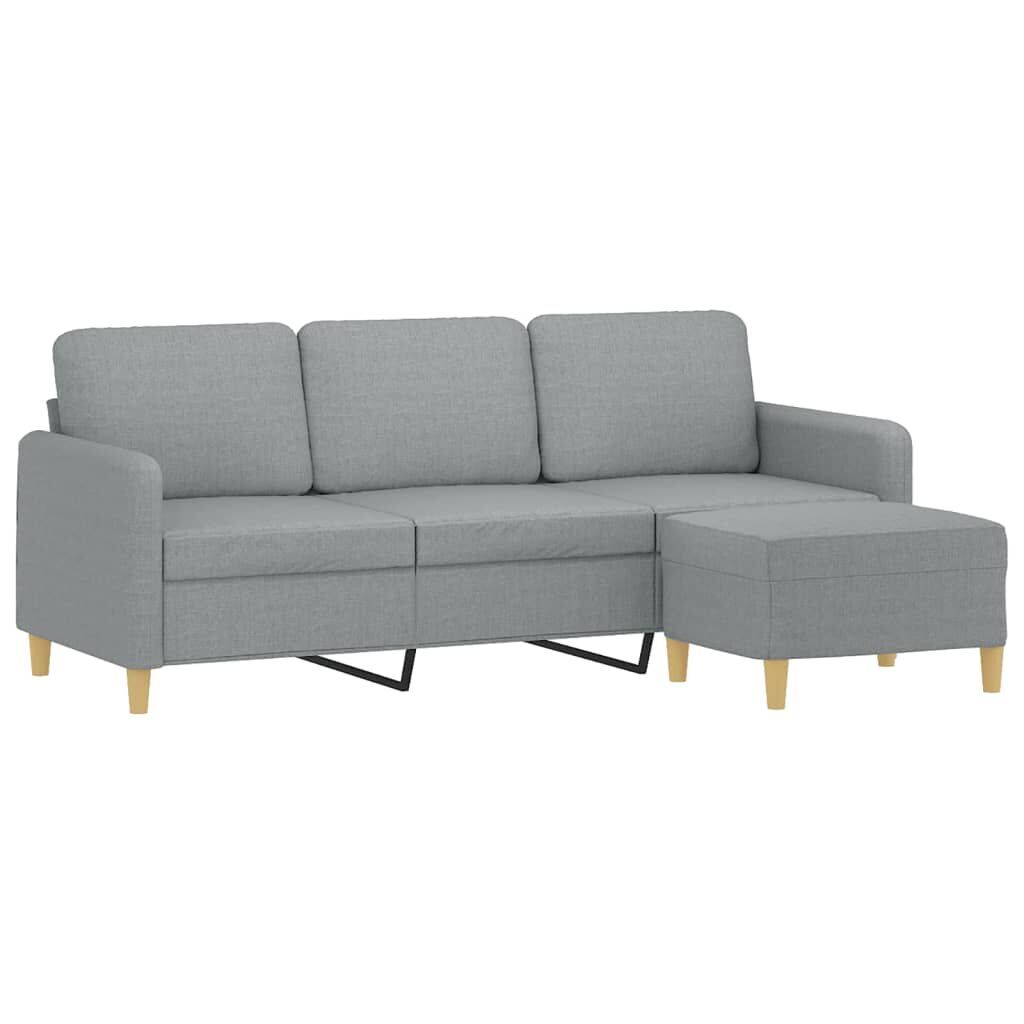 3-Seater Sofa with Footstool Light Grey 180 cm Fabric Price