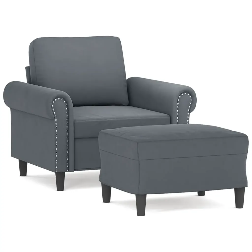 Sofa Chair with Footstool Dark Grey 60 cm Velvet Price