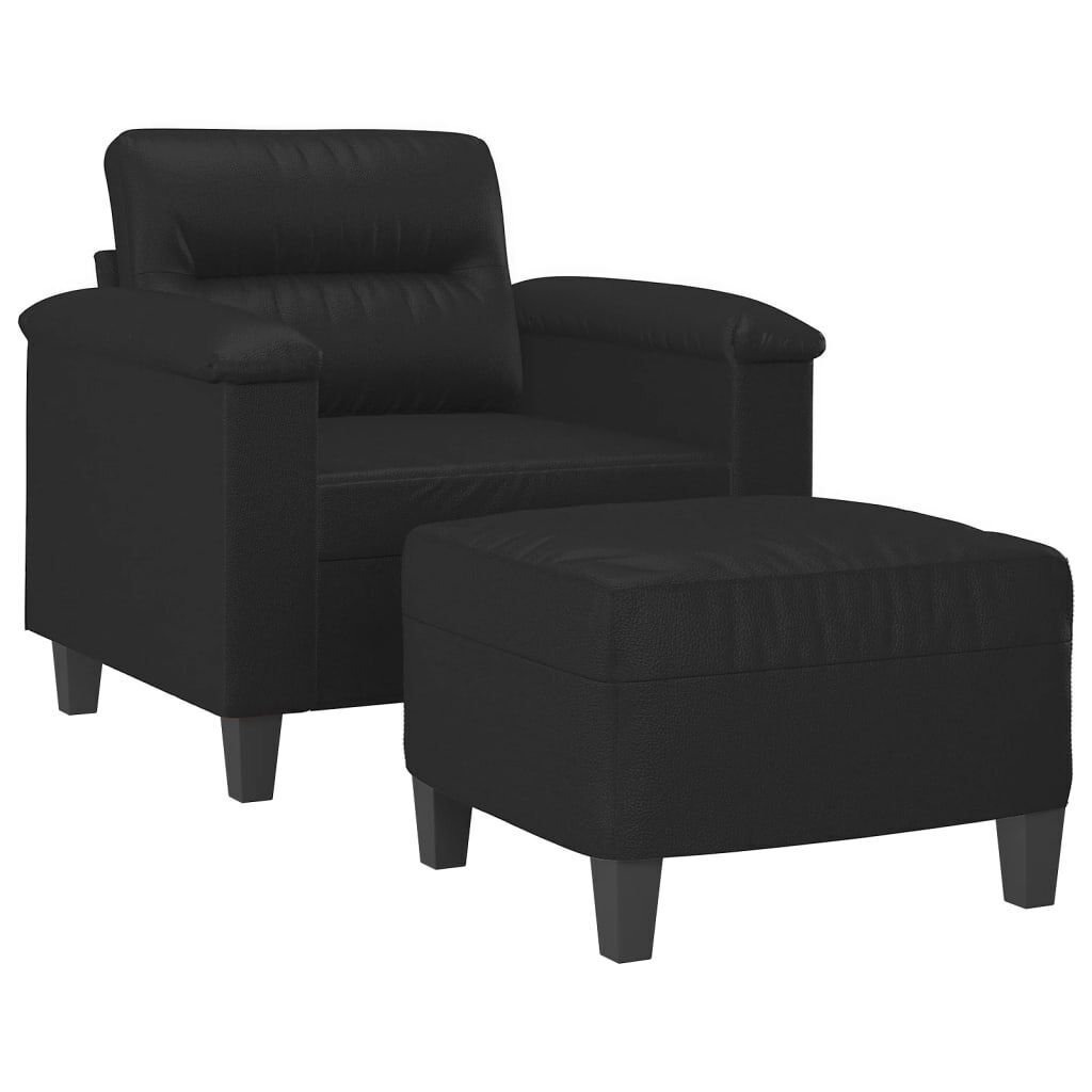 Sofa Chair with Footstool Black 60 cm Faux Leather Price