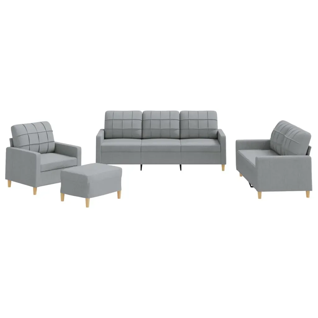 4 Piece Sofa Set with Cushions Light Grey Fabric Price