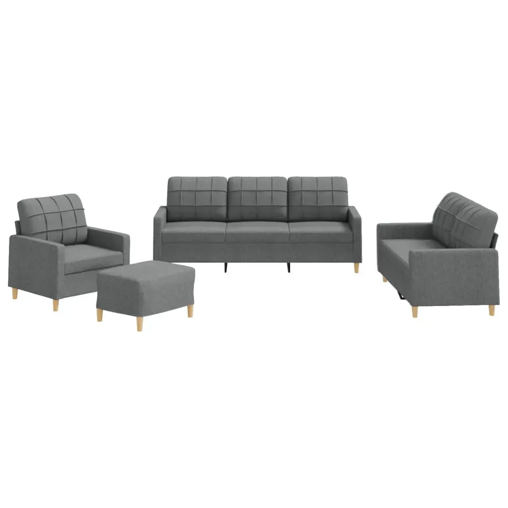 4 Piece Sofa Set with Cushions Dark Grey Fabric Price