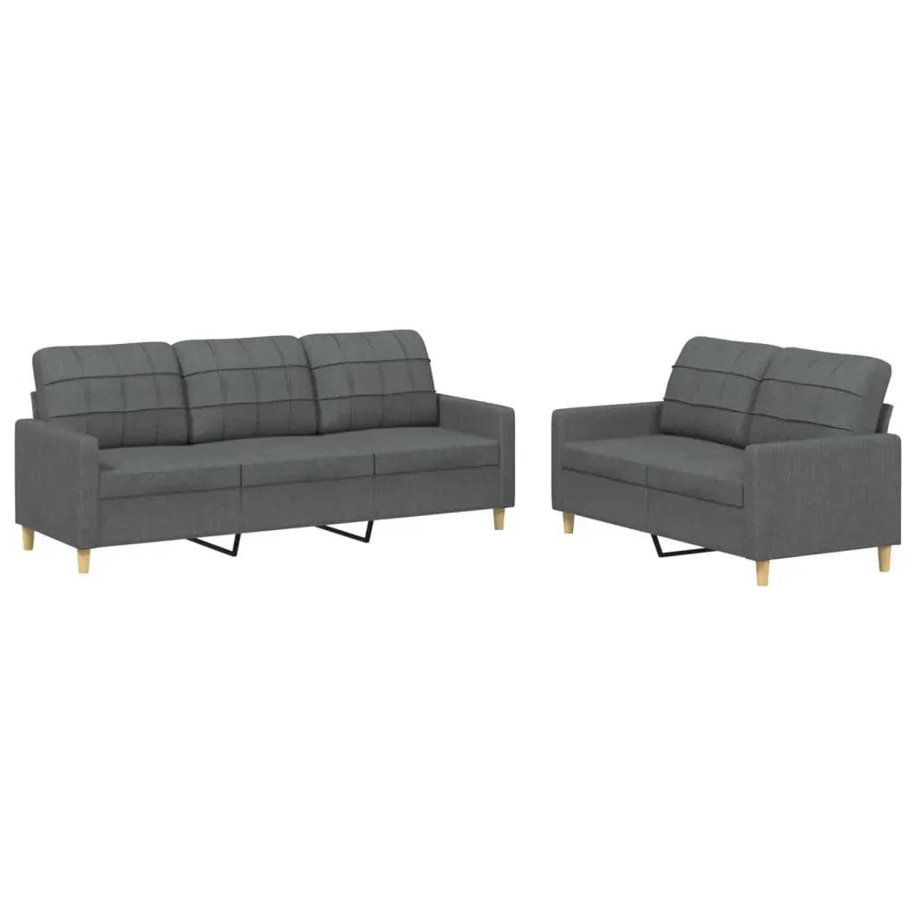 2 Piece Sofa Set with Cushions Dark Grey Fabric Price