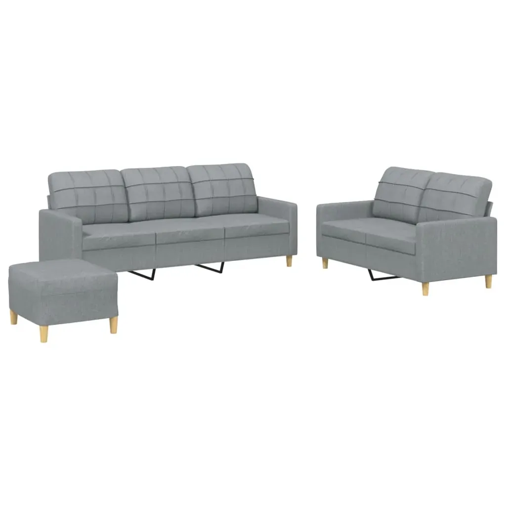 3 Piece Sofa Set with Cushions Light Grey Fabric Price