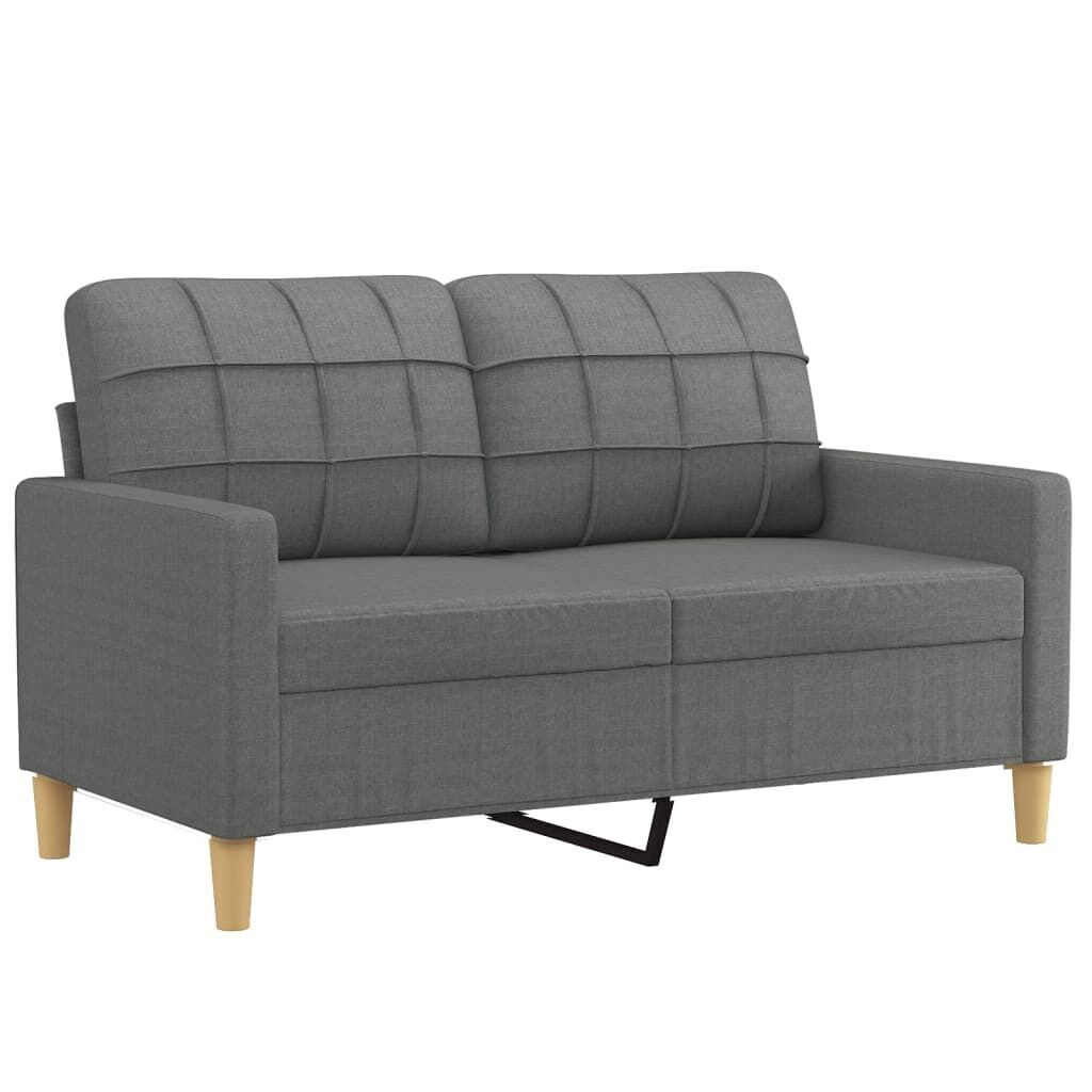 3 Piece Sofa Set with Cushions Dark Grey Fabric Price