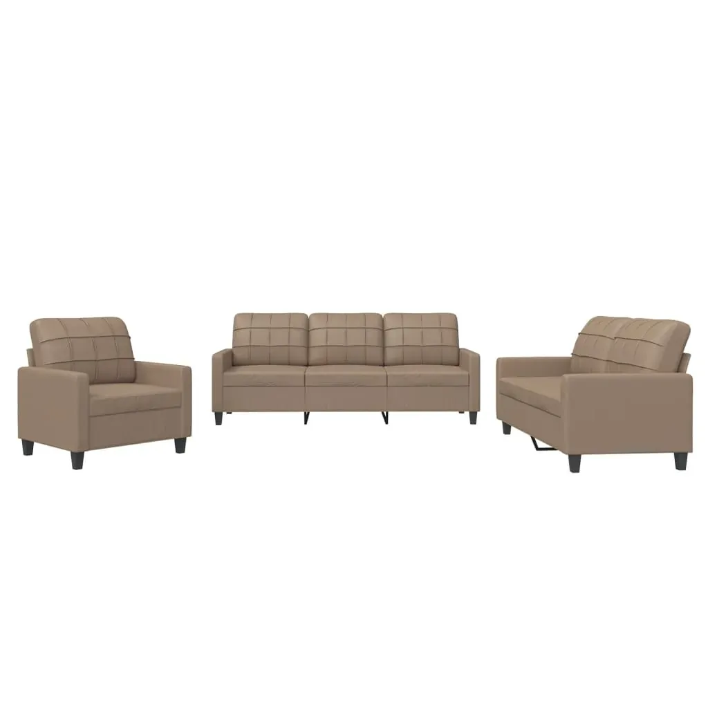 3 Piece Sofa Set with Cushions Cappuccino Faux Leather Price