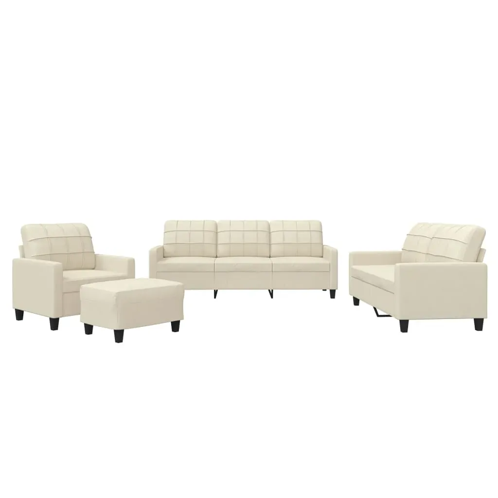 4 Piece Sofa Set with Cushions Cream Faux Leather Price