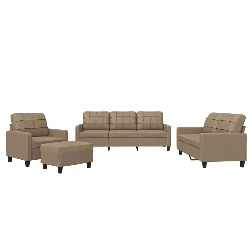 4 Piece Sofa Set with Cushions Cappuccino Faux Leather Price