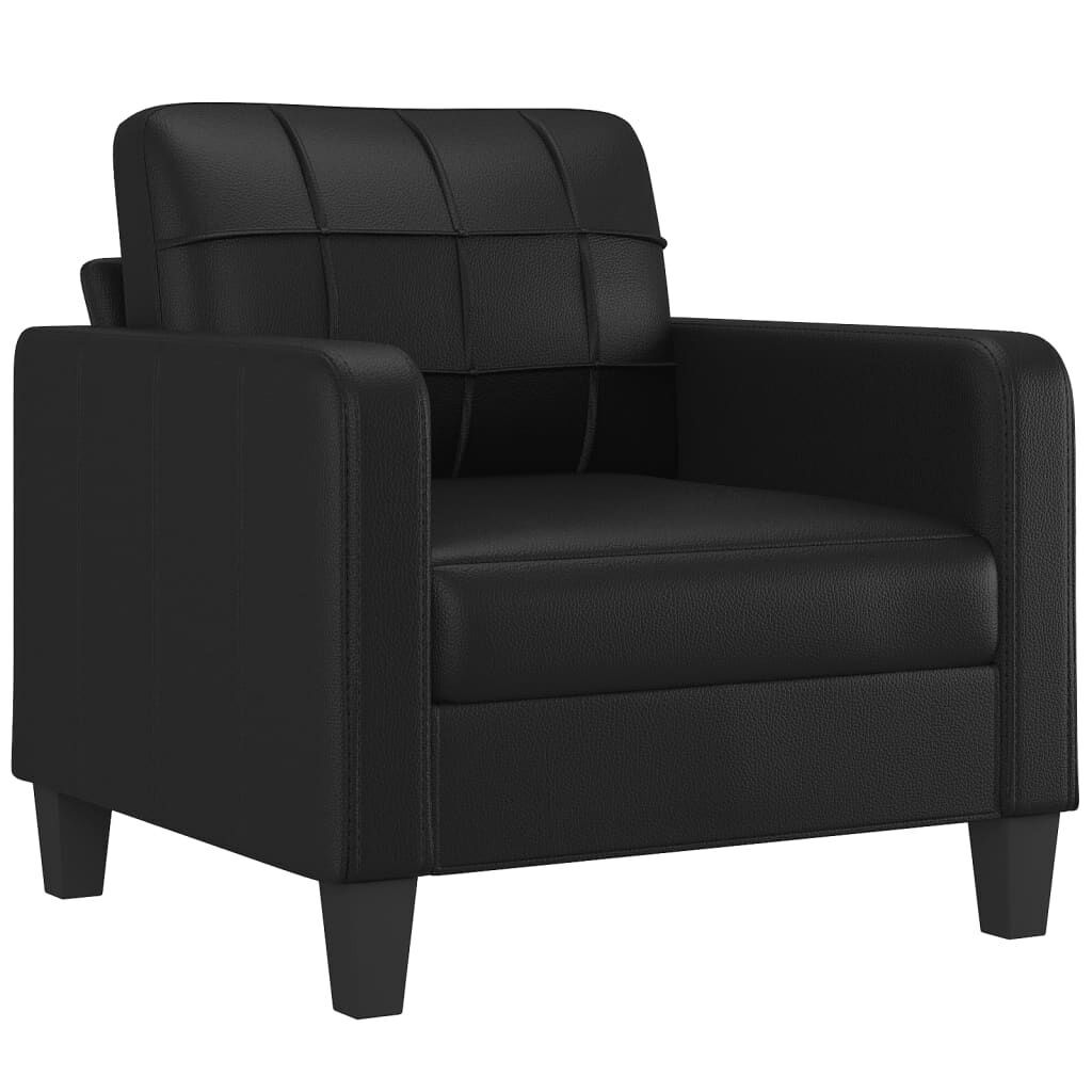 3 Piece Sofa Set with Pillows Black Faux Leather Price