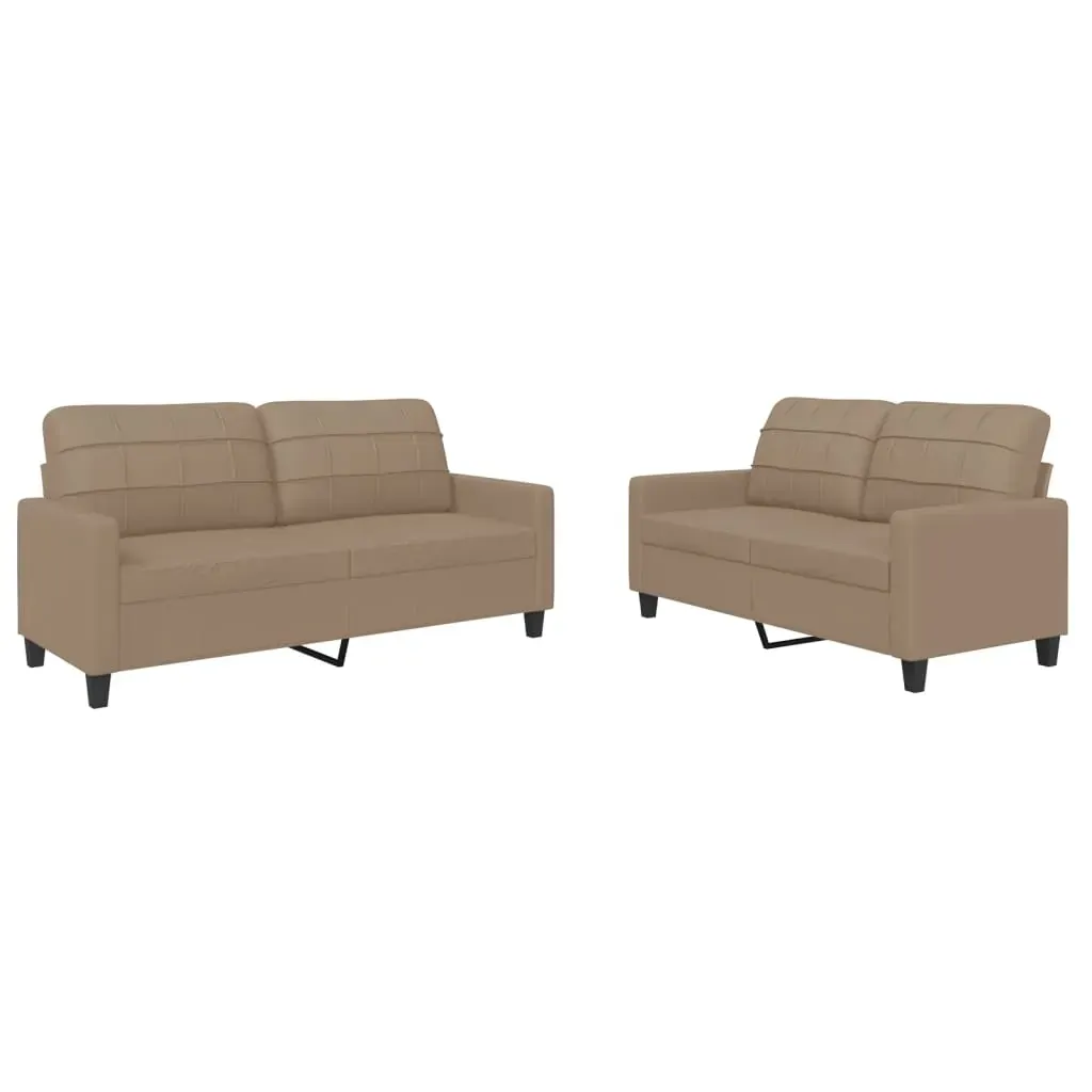 2 Piece Sofa Set with Cushions Cappuccino Faux Leather Price
