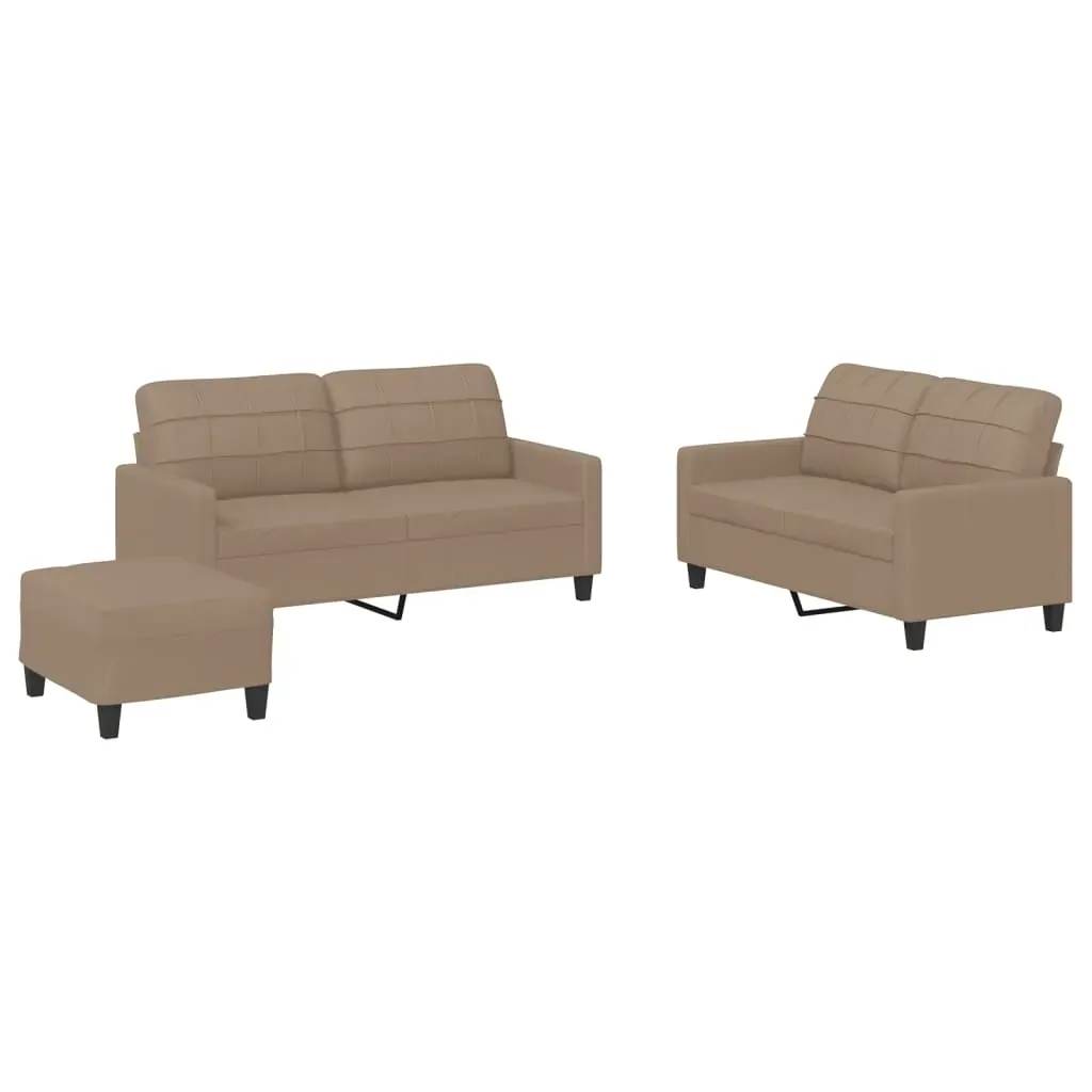 3 Piece Sofa Set with Cushions Cappuccino Faux Leather Price