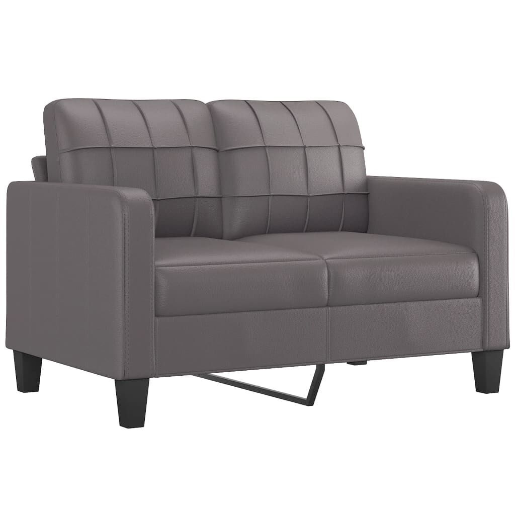 3 Piece Sofa Set with Pillows Grey Faux Leather Price