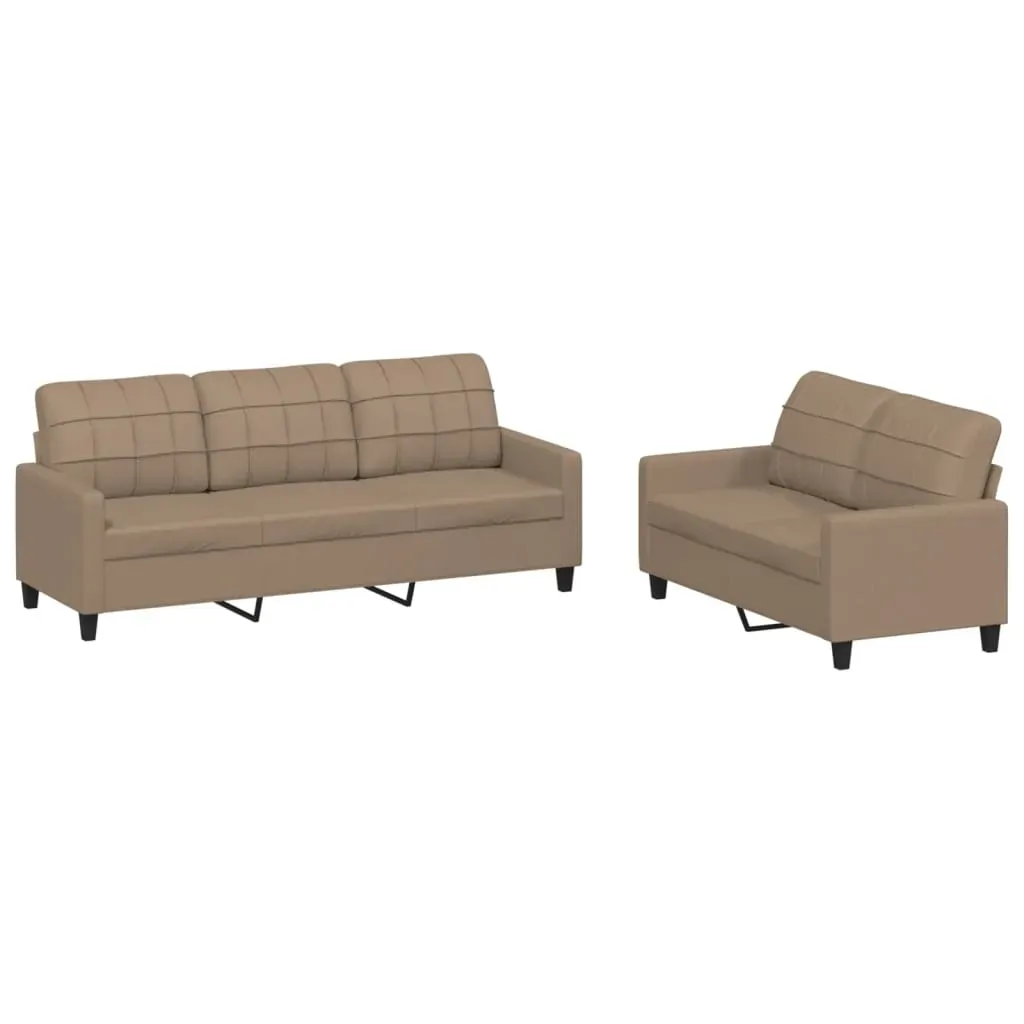 2 Piece Sofa Set with Cushions Cappuccino Faux Leather Price