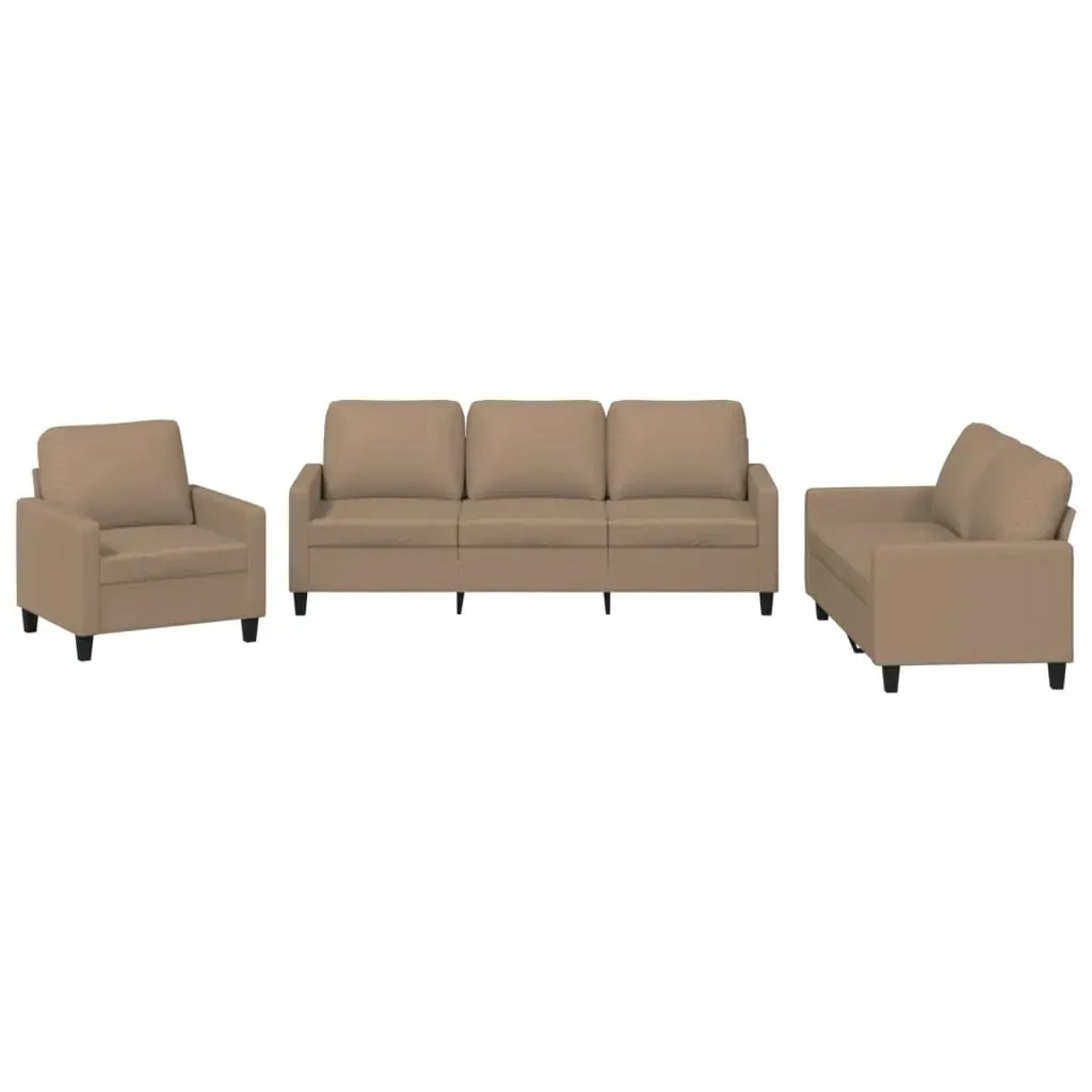 3 Piece Sofa Set with Cushions Cappuccino Faux Leather Price