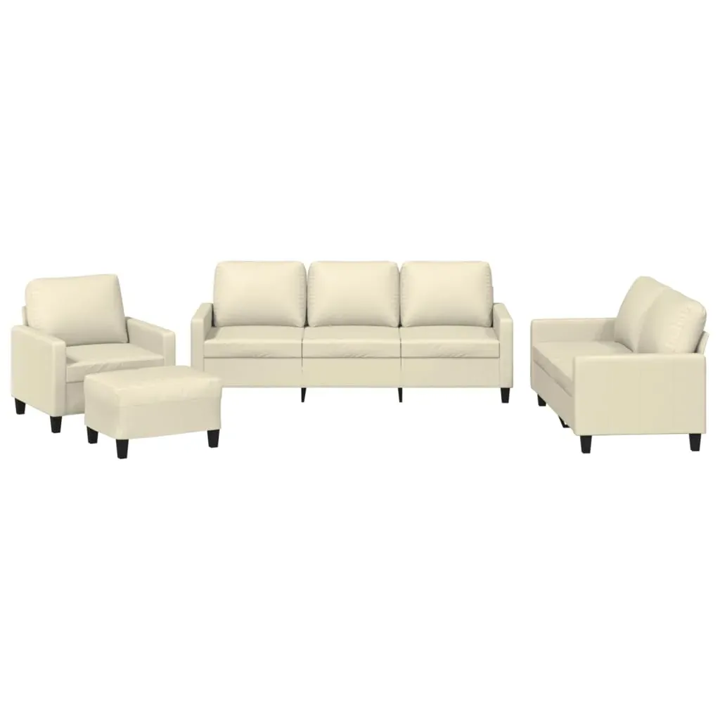 4 Piece Sofa Set with Cushions Cream Faux Leather Price