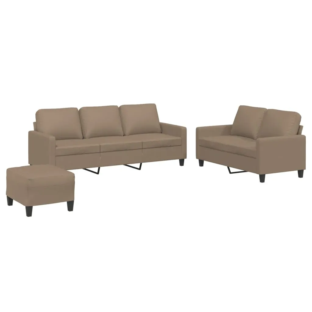 3 Piece Sofa Set with Cushions Cappuccino Faux Leather Price
