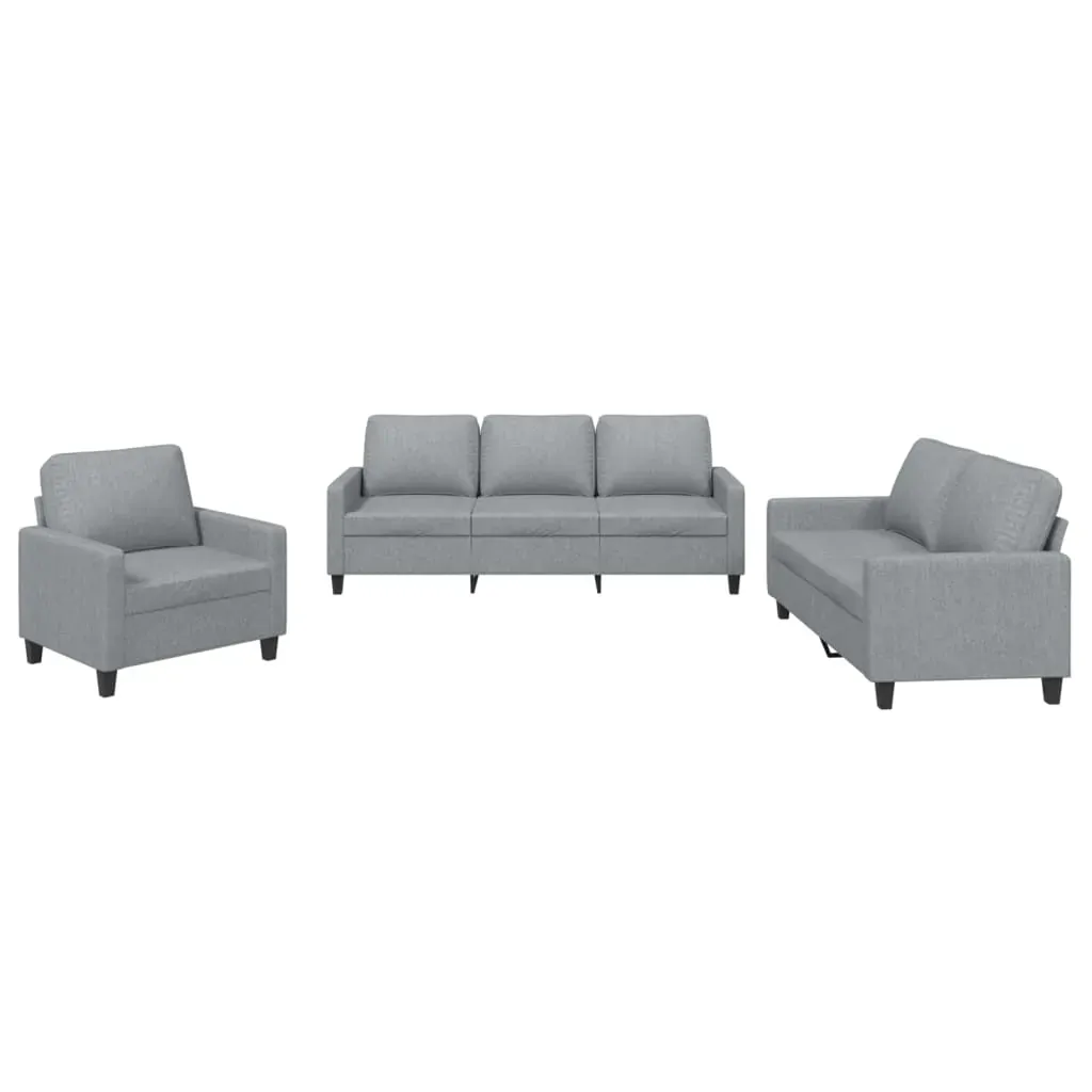 3 Piece Sofa Set with Cushions Light Grey Fabric Price