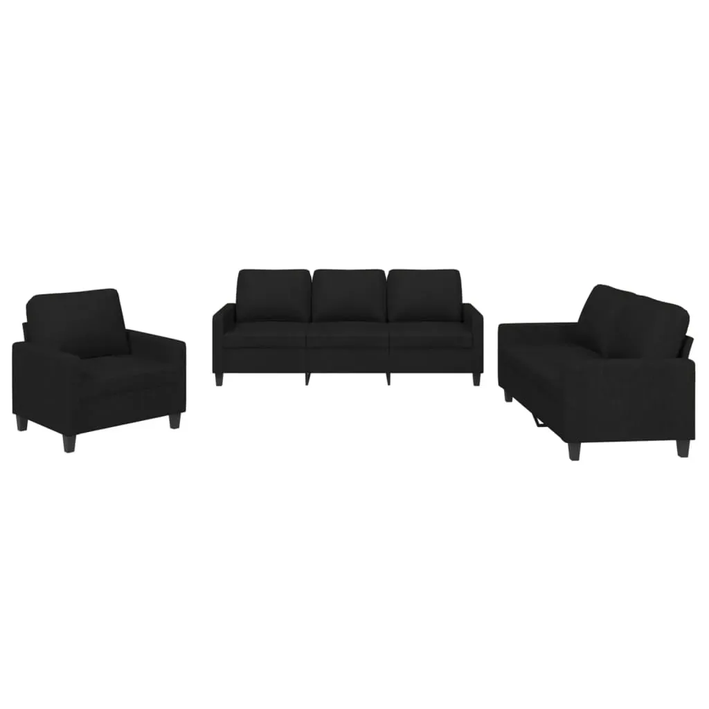 3 Piece Sofa Set with Cushions Black Fabric Price