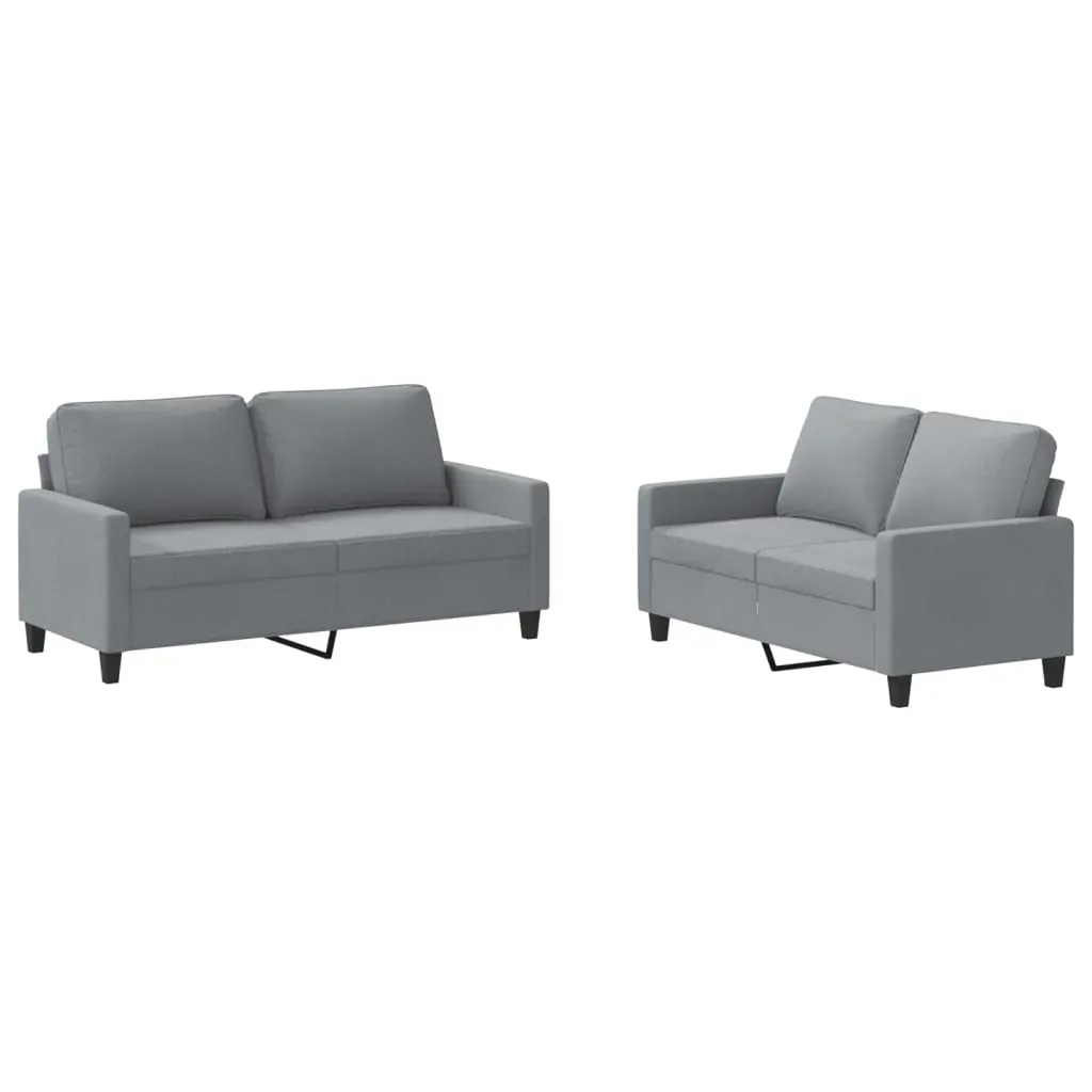 2 Piece Sofa Set with Cushions Light Grey Fabric Price