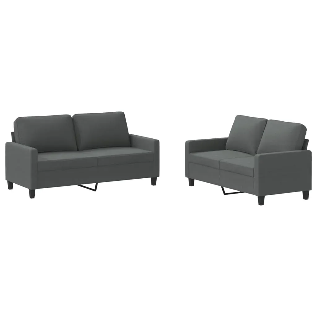 2 Piece Sofa Set with Cushions Dark Grey Fabric Price
