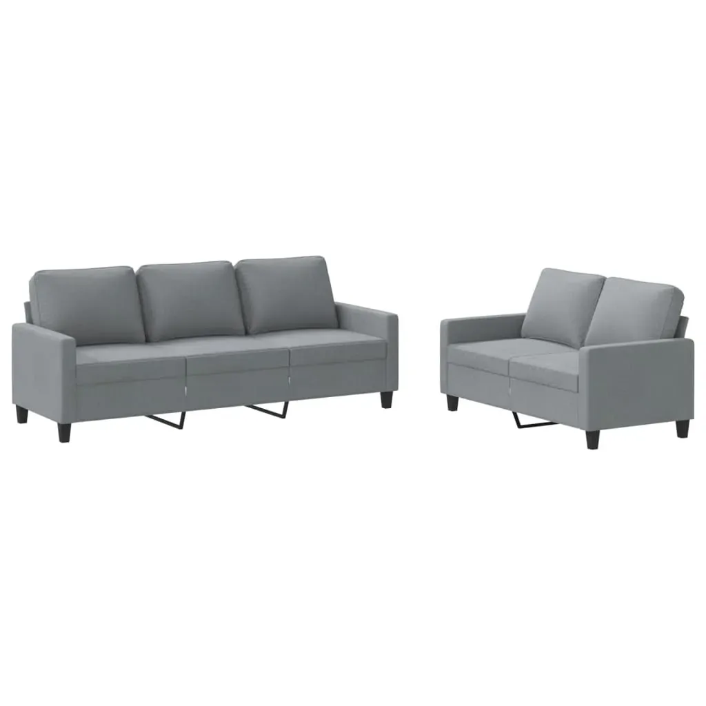 2 Piece Sofa Set with Cushions Light Grey Fabric Price