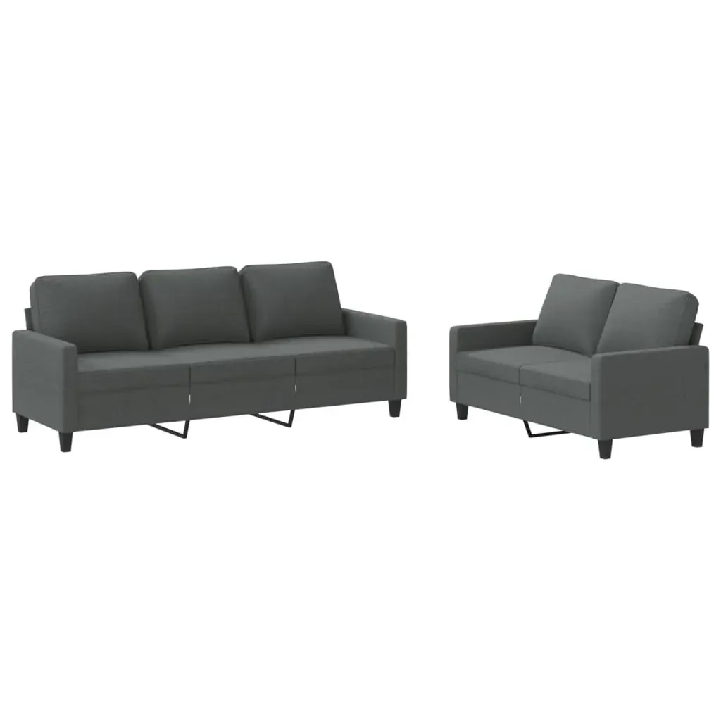 2 Piece Sofa Set with Cushions Dark Grey Fabric Price