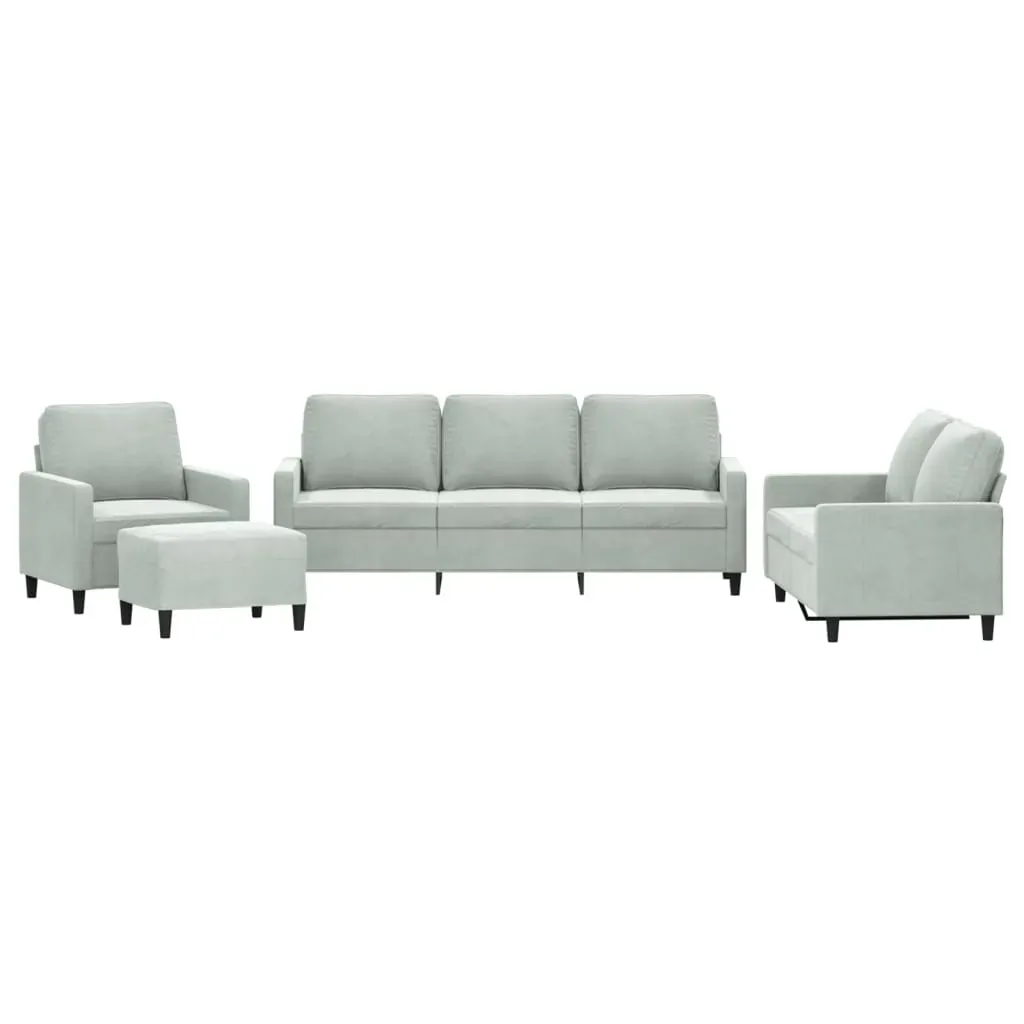 4 Piece Sofa Set with Cushions Light Grey Velvet Price