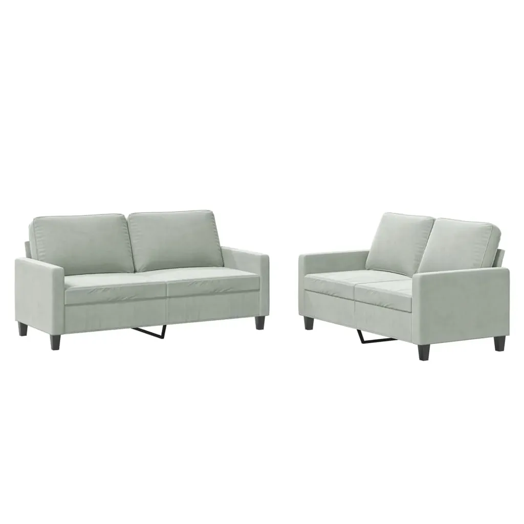 2 Piece Sofa Set with Cushions Light Grey Velvet Price
