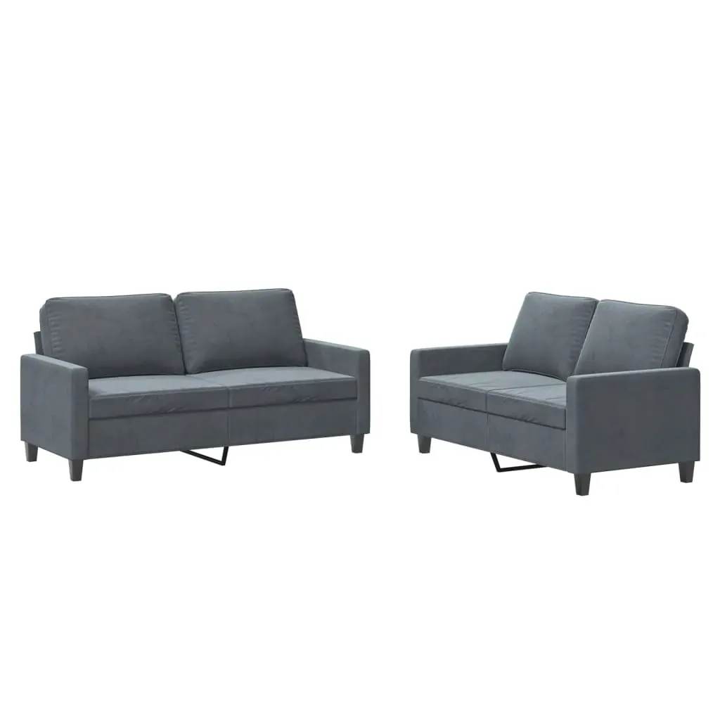 2 Piece Sofa Set with Cushions Dark Grey Velvet Price