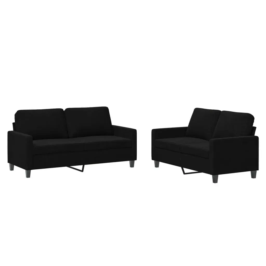 2 Piece Sofa Set with Cushions Black Velvet Price
