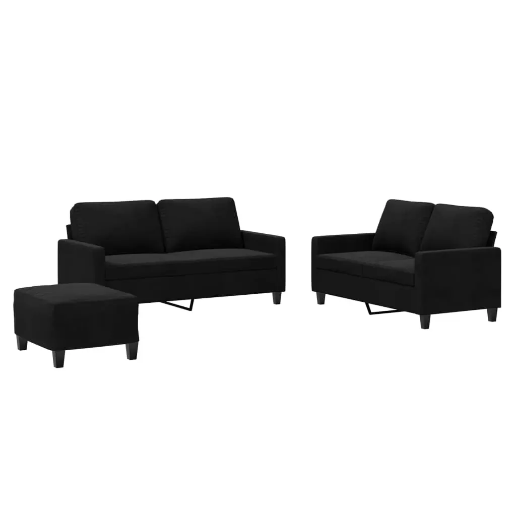 3 Piece Sofa Set with Cushions Black Velvet Price