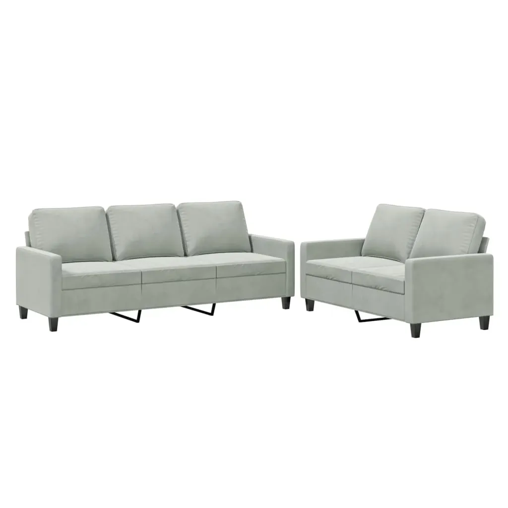 2 Piece Sofa Set with Cushions Light Grey Velvet Price