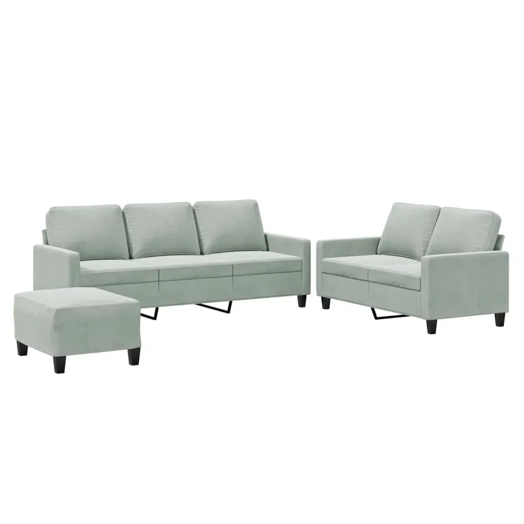 3 Piece Sofa Set with Cushions Light Grey Velvet Price