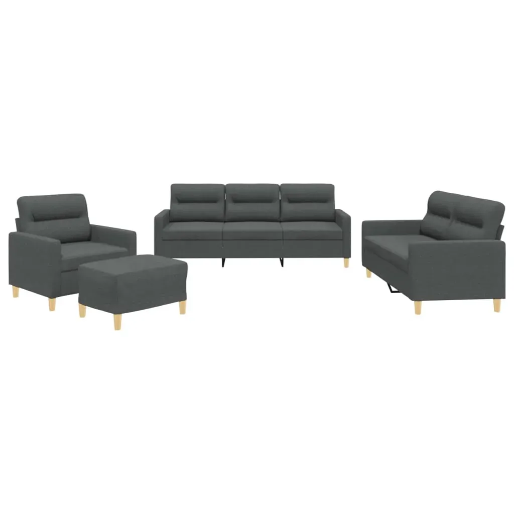 4 Piece Sofa Set with Cushions Dark Grey Fabric Price