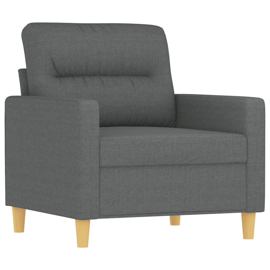 3 Piece Sofa Set with Pillows Dark Grey Fabric Price