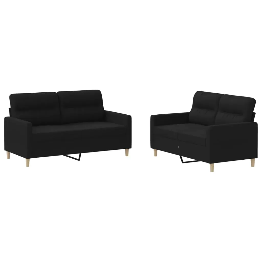 2 Piece Sofa Set with Cushions Black Fabric Price