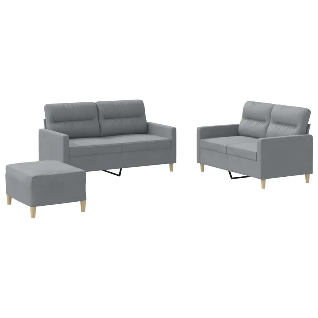 3 Piece Sofa Set with Cushions Light Grey Fabric Price