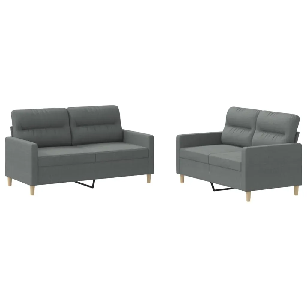 2 Piece Sofa Set with Cushions Dark Grey Fabric Price