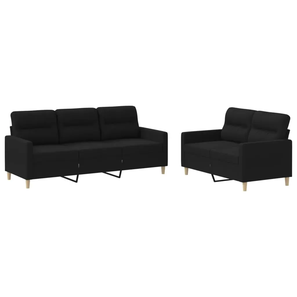 2 Piece Sofa Set with Cushions Black Fabric Price