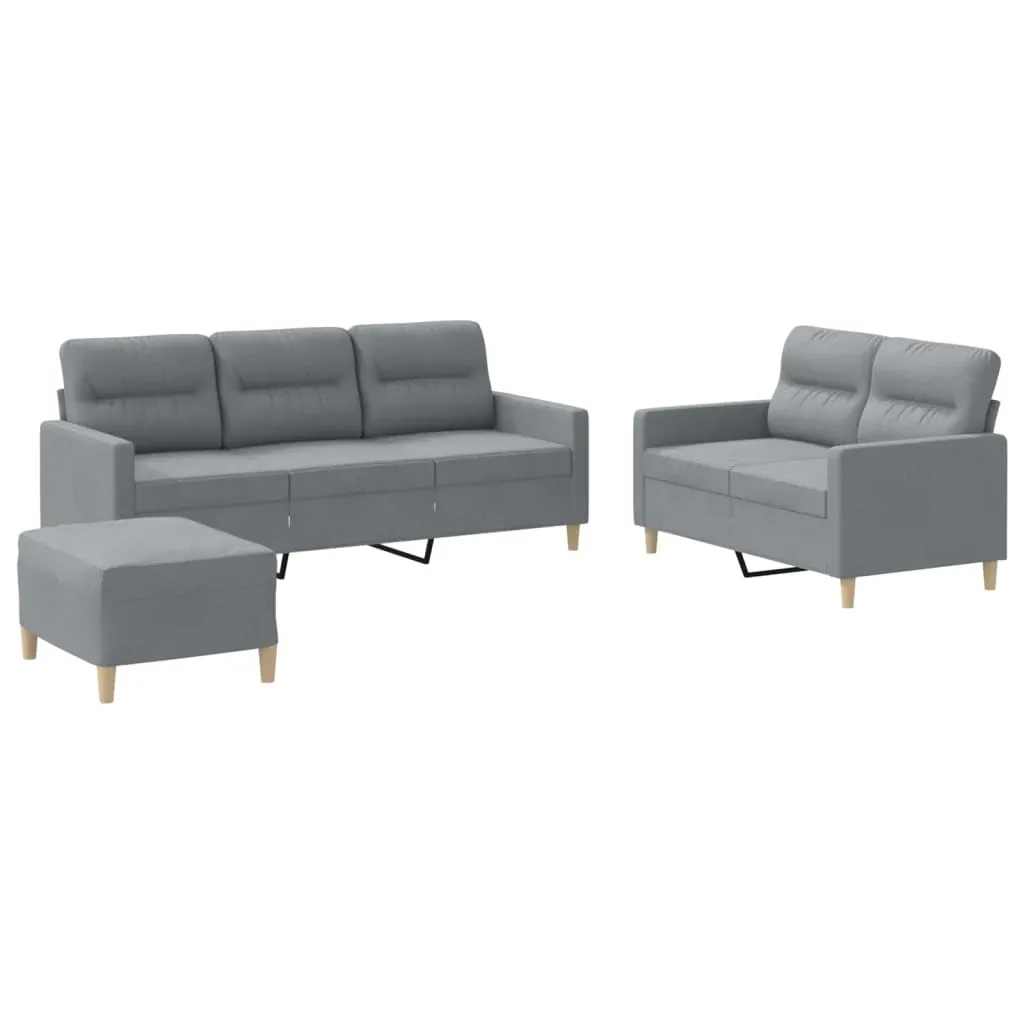 3 Piece Sofa Set with Cushions Light Grey Fabric Price