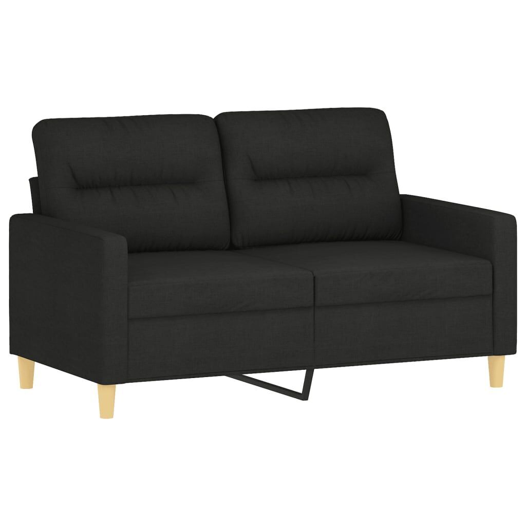 2 Piece Sofa Set with Pillows Black Fabric Price