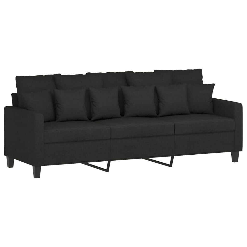 3 Piece Sofa Set with Pillows Black Fabric Price