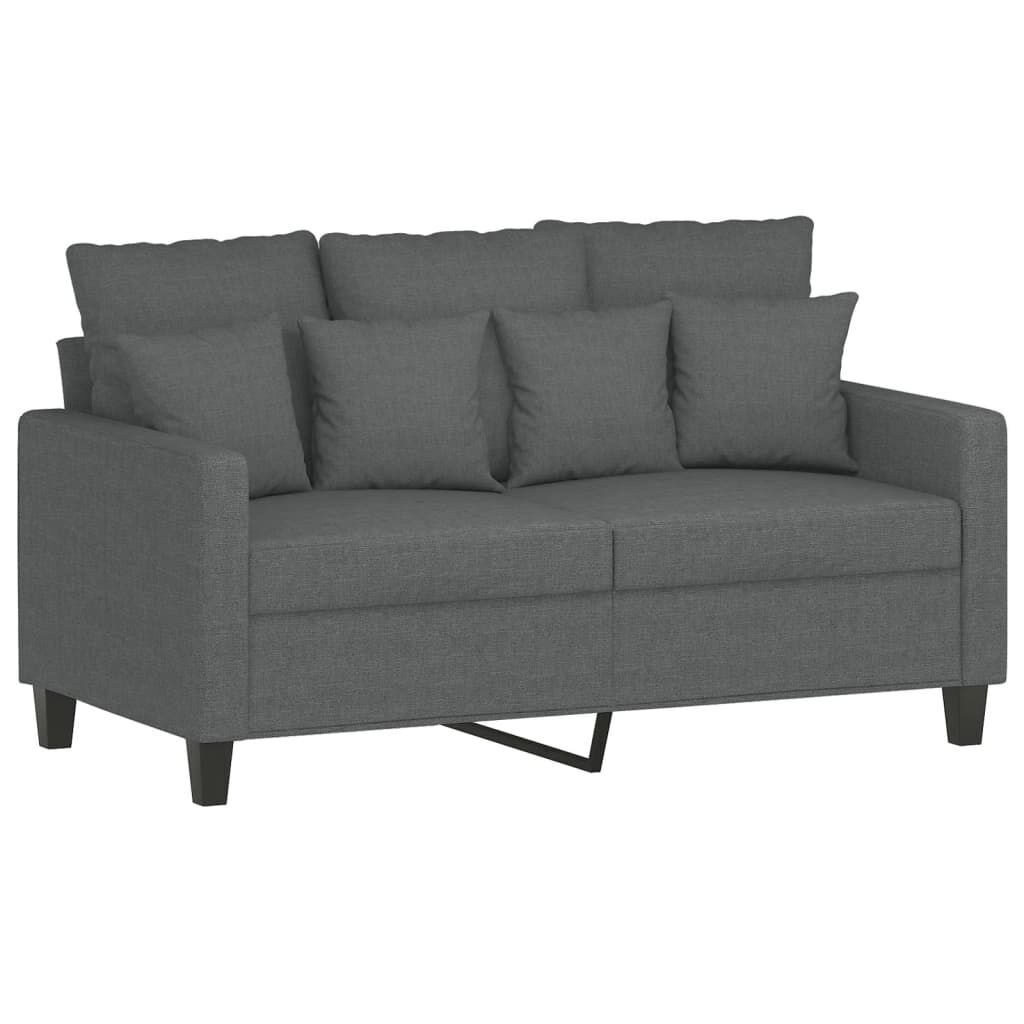 3 Piece Sofa Set with Cushions Dark Grey Fabric Price