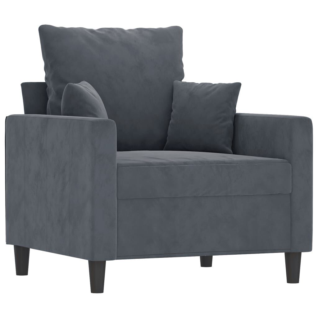 3 Piece Sofa Set with Cushions Dark Grey Velvet Price