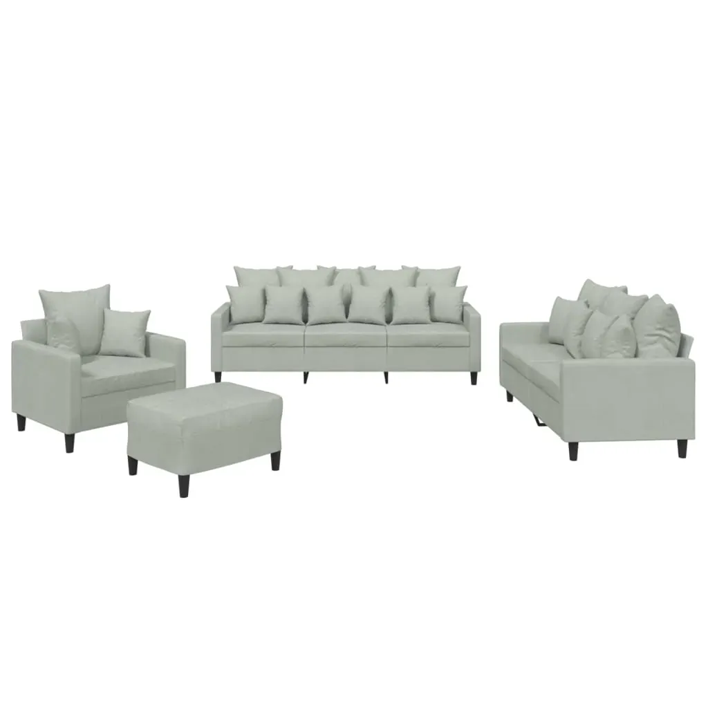 4 Piece Sofa Set with Cushions Light Grey Velvet Price