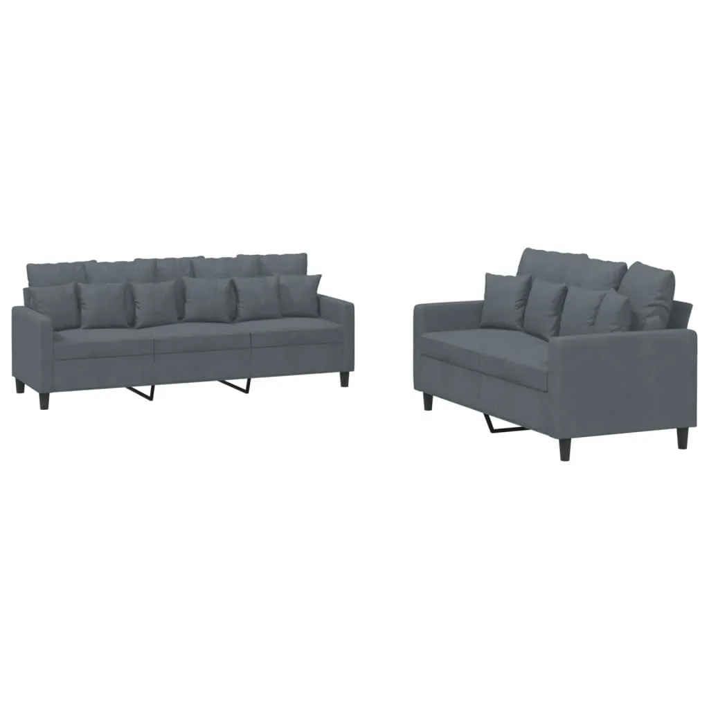 2 Piece Sofa Set with Cushions Dark Grey Velvet Price