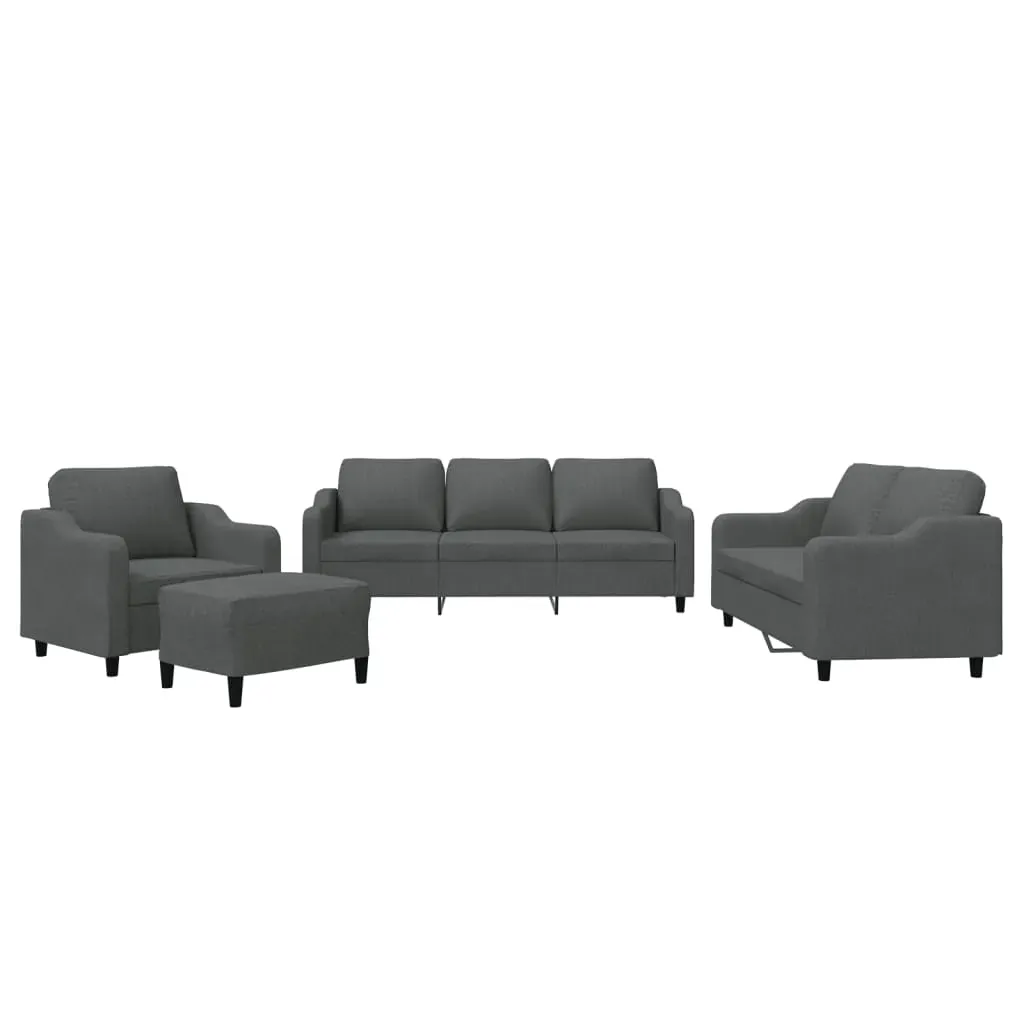 4 Piece Sofa Set with Cushions Dark Grey Fabric Price